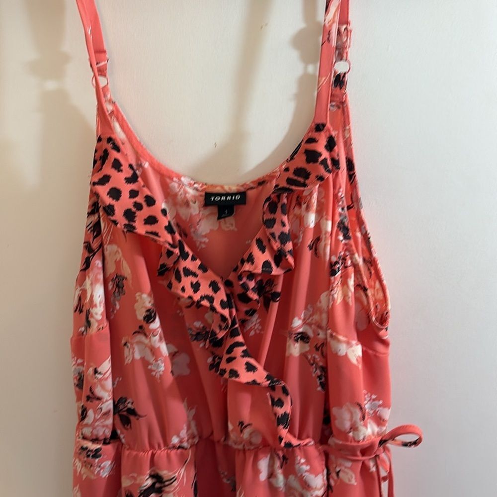 Torrid Coral Floral V-Neck Blouse